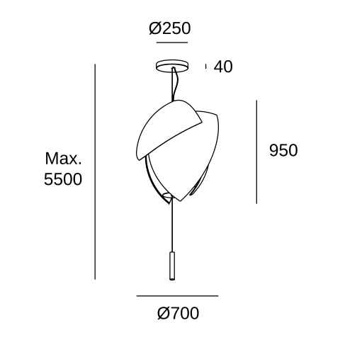 Подвесной светильник LEDS C4 Voiles Big Surface, 00-6305-21-14, хром, 3000 K, 52.2 Вт