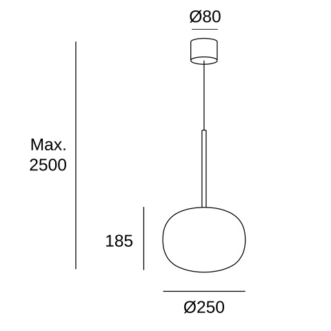 Подвесной светильник LEDS C4 Alive Single with glass difusor, 00-6671-05-F1, черный, 2700 K, 8.5 Вт