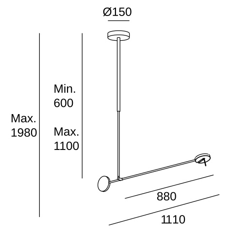 Подвесной светильник LEDS C4 Invisible Single Adjustable, 00-7383-05-05, черный, 2700 K, 12.2 Вт
