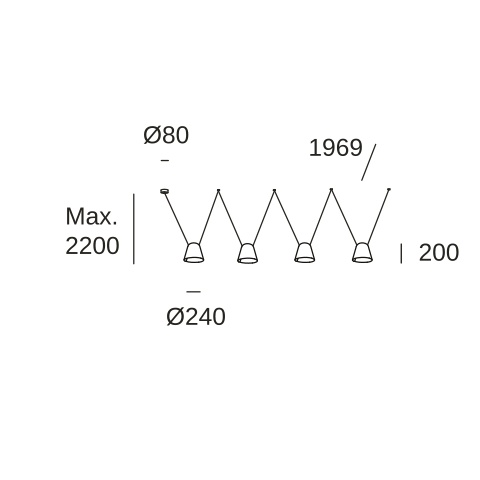 Подвесной светильник LEDS C4 Attic Quadruple Conic Shape, 00-7403-05-DL, золотой, 60 Вт