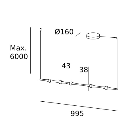 Подвесной светильник LEDS C4 Dew Horitzontal Surface, 00-8303-05-M1, черный, 2700 K, 13 Вт