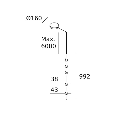 Подвесной светильник LEDS C4 Dew Vertical Surface, 00-8304-05-M1, черный, 2700 K, 13 Вт