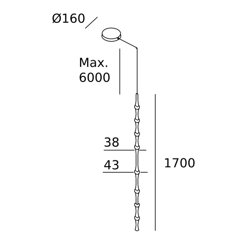 Подвесной светильник LEDS C4 Dew Vertical Surface, 00-8307-05-M1, черный, 2700 K, 21.1 Вт