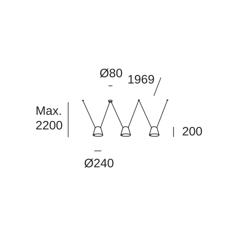 Подвесной светильник LEDS C4 Attic 3 bodies Conic Shape, 00-8375-05-DL, черный, 45 Вт