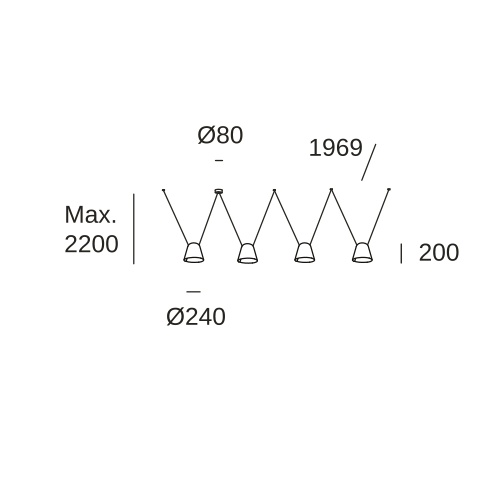 Подвесной светильник LEDS C4 Attic 4 bodies Conic Shape, 00-8383-05-14, белый, 60 Вт