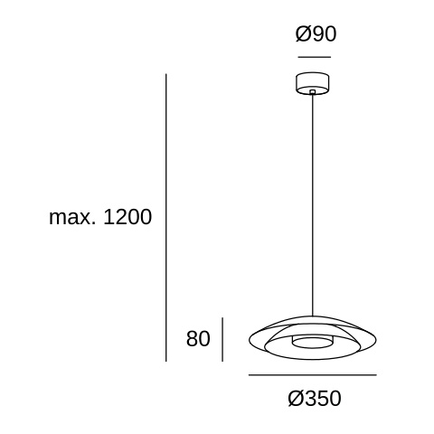 Подвесной светильник LEDS C4 Noway Small, 00-8392-DN-05, матовый золотой, SW 2700-3000-4000 K, 18.5 Вт