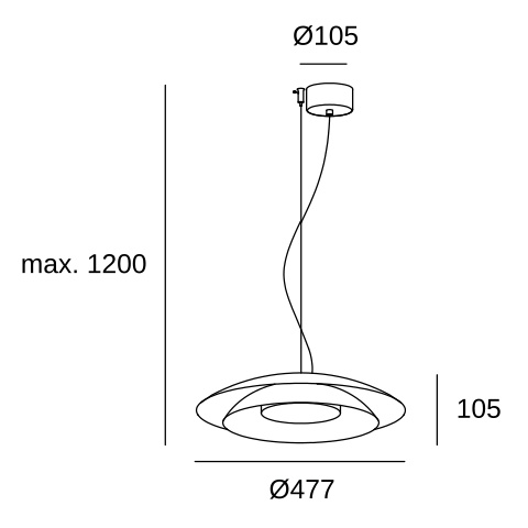Подвесной светильник LEDS C4 Noway Big, 00-8394-DN-05, матовый золотой, SW 2700-3000-4000 K, 24.5 Вт