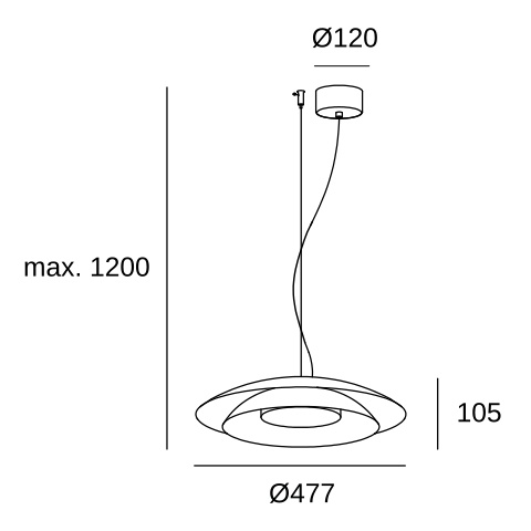 Подвесной светильник LEDS C4 Noway Big, 00-8396-DN-05, матовый золотой, SW 2700-3000-4000 K, 24.5 Вт