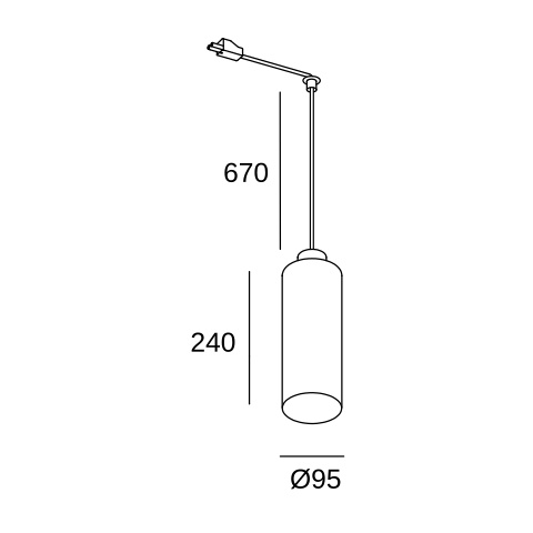 Трековый подвесной светильник LEDS C4 Deltatrack Cylindrical Cable, 00-8410-05-DN, черный, 15 Вт
