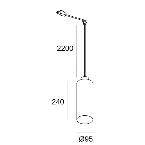 Трековый светильник LEDS C4 Deltatrack Cylindrical Cable, 00-8411-05-05, черный, 15 Вт