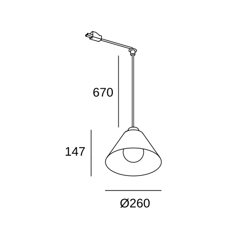 Трековый подвесной светильник LEDS C4 Deltatrack Conic Cable, 00-8412-05-05, черный, 15 Вт