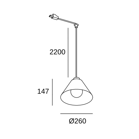 Трековый подвесной светильник LEDS C4 Deltatrack Conic Cable, 00-8413-05-05, черный, 15 Вт