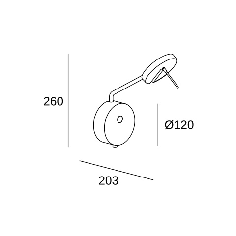 Настенная лампа LEDS C4 Invisible Reader Short, 05-7380-05-05, черный, 3000 K, 11.2 Вт