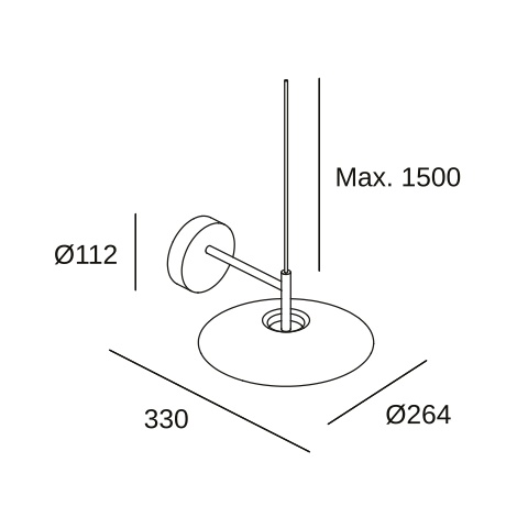 Подвесной светильник LEDS C4 H, 05-7742-DN-DN, матовый золотой, 2700 K, 16.3 Вт