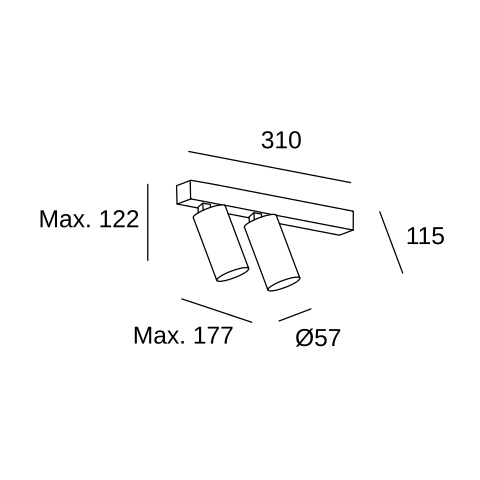 Двухплафонный настенный спот LEDS C4 Simply 2 bodies, 05-8335-14-14, белый, 16 Вт
