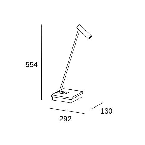 Настольная лампа LEDS C4 E-lamp, 10-7606-14-14, белый, 2700 K, 3.2 Вт