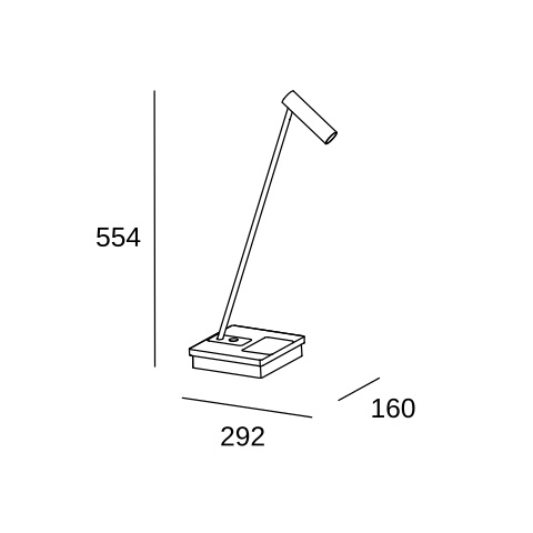Настольная лампа LEDS C4 E-lamp Wireless, 10-7607-05-DO, черный, 2700 K, 3.2 Вт