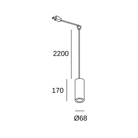 Подвесной светильник LEDS C4 Pipe for Deltatrack, 71-8476-05-23, черный, 8 Вт