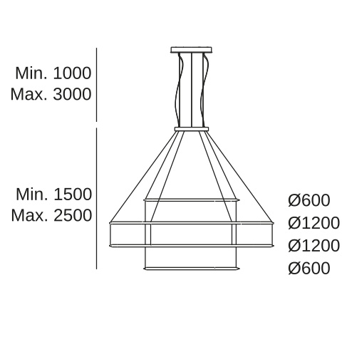 Подвесная люстра LEDS C4 Circular Inward 4 Rings, CD4J-00W9AZRU14, белый, 3000 K, 211.9 Вт
