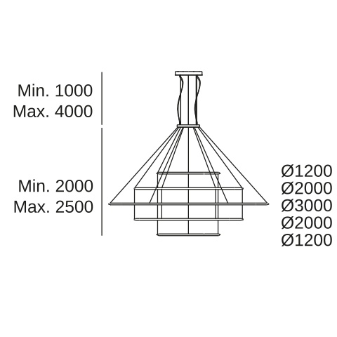 Подвесная люстра LEDS C4 Circular Outward 5 Rings, CF4E-00A9AZRU05, черный, 2400 K, 505 Вт