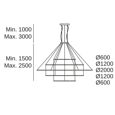 Подвесной светильник LEDS C4 Circular Outward 5 Rings, CF4F-00A9AZDU05, черный, 2400 K, 296.1 Вт