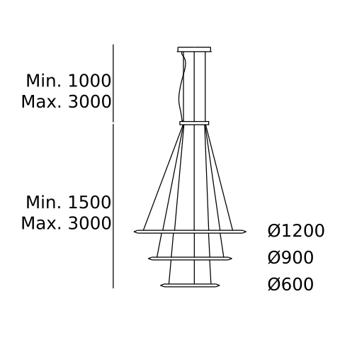 Подвесная люстра LEDS C4 Circular Outward 3 Rings, CF4L-00A9AZDUEF, золотой, 2400 K, 150 Вт