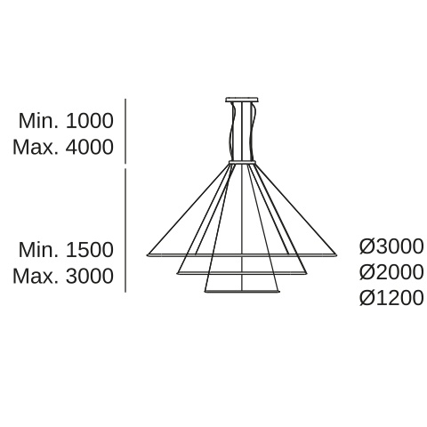 Подвесной светильник LEDS C4 Circular Downward 3 Rings, CS4G-00V9AZRUEF, золотой, 2700 K, 331.1 Вт